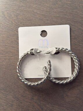 Melody Silver Twisted Hoop Earrings